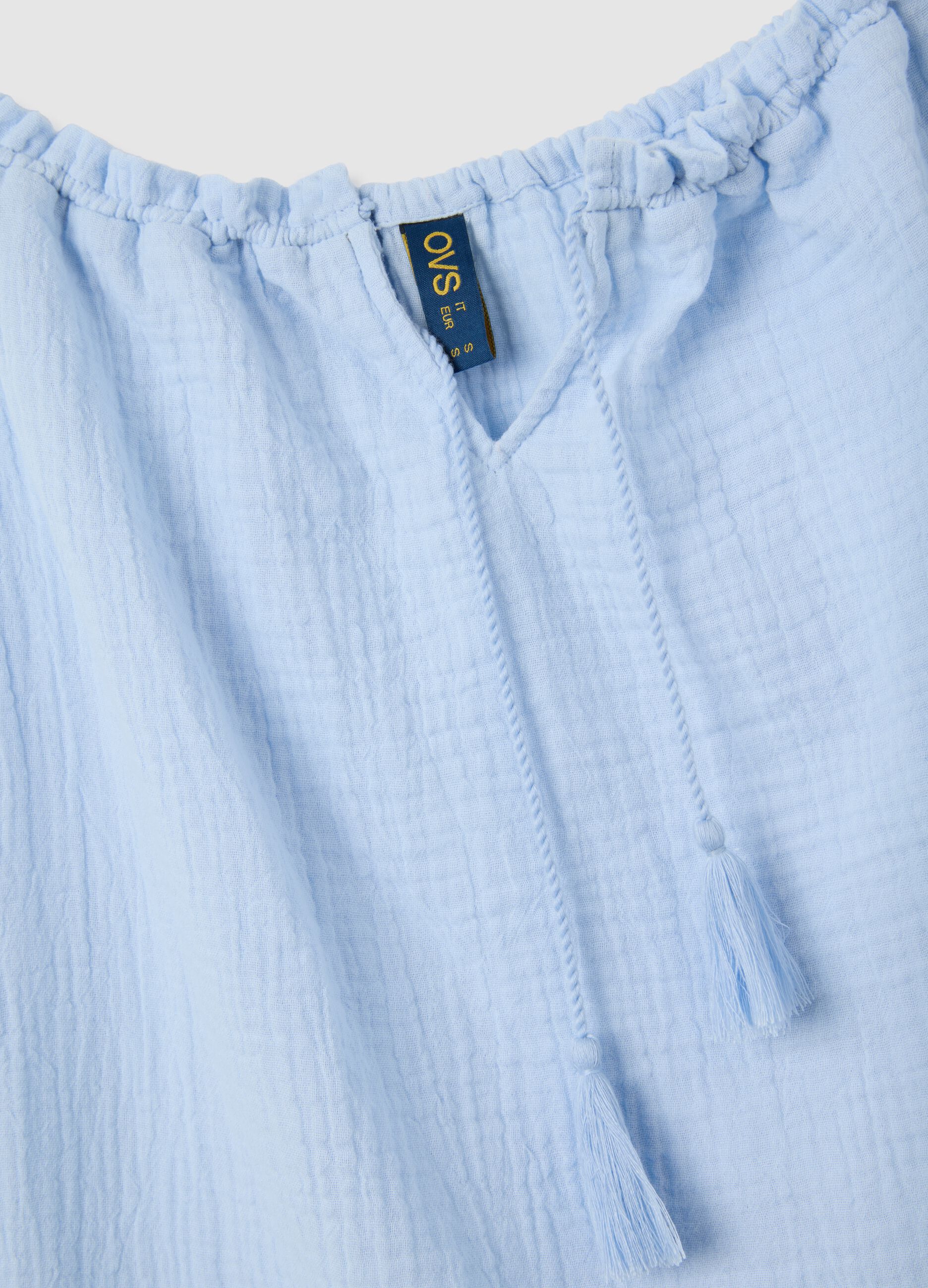 Camicia da donna in puro cotone azzurra