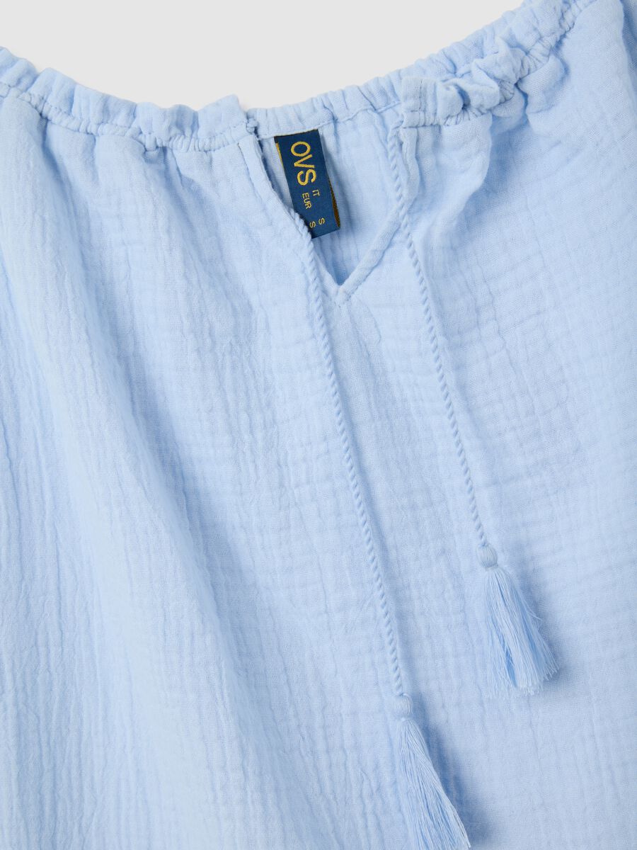 Light blue pure cotton women's shirt_5