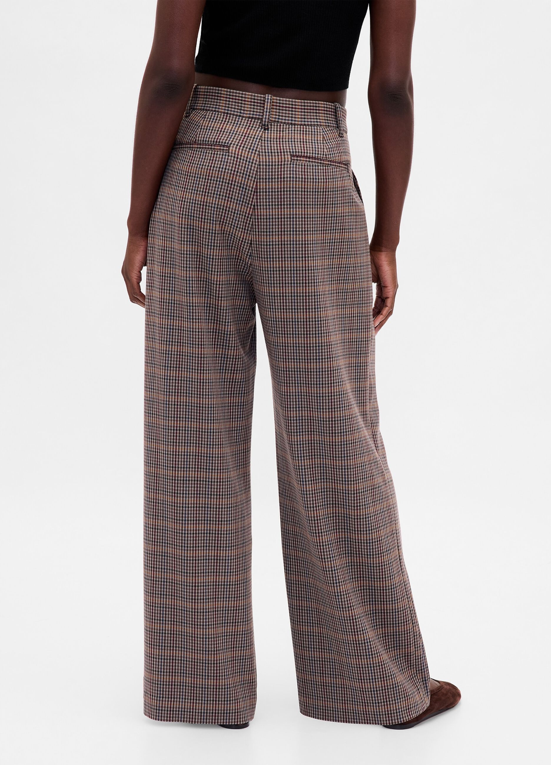 Brown stretch fabric trousers