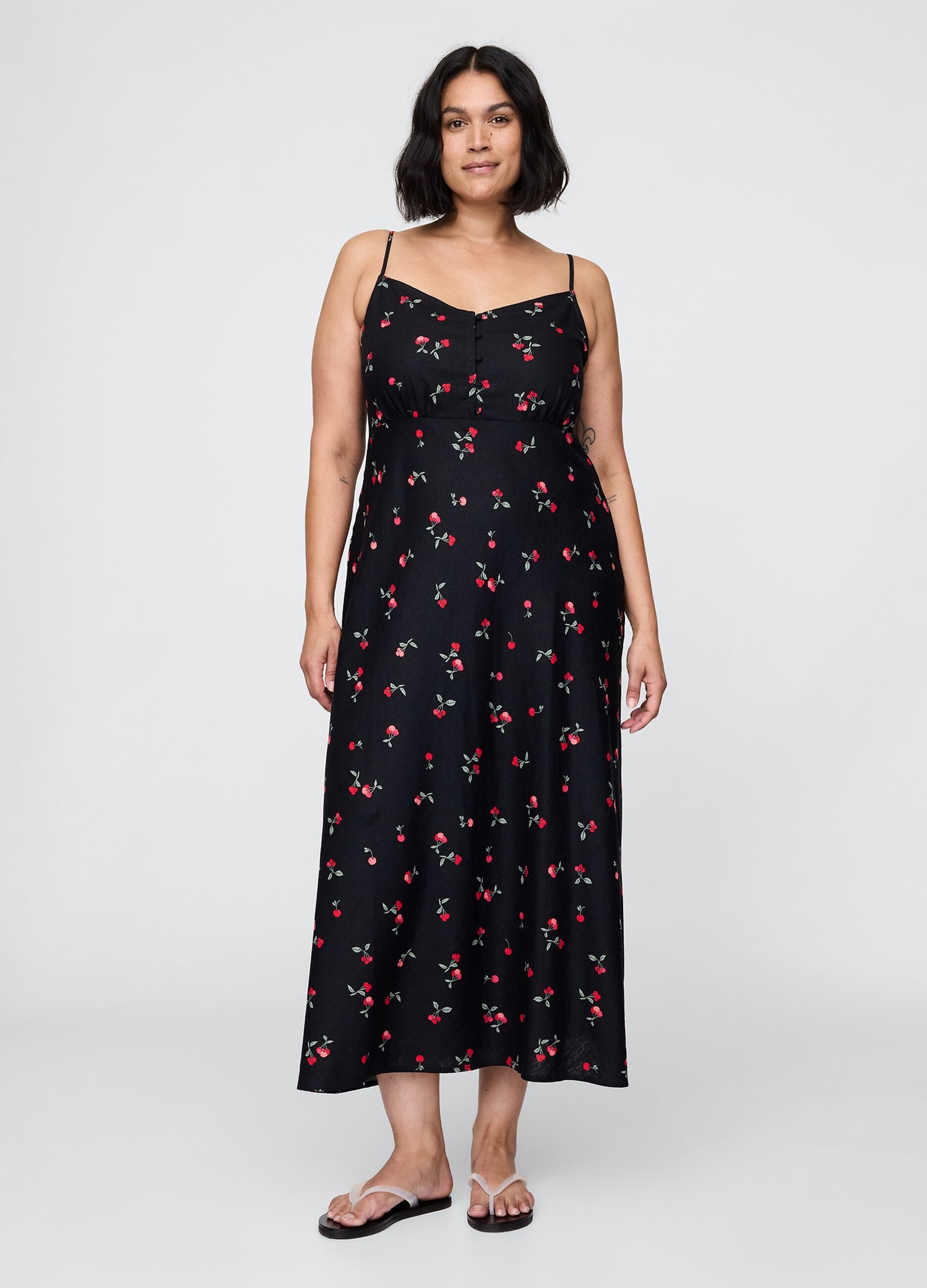 Black Long Dress with Floral Print
