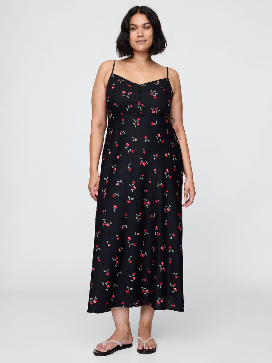 Black Long Dress with Floral Print_3