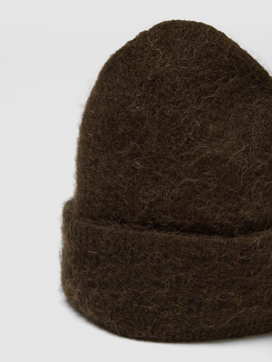Brown stretch wool and alpaca beanie_2