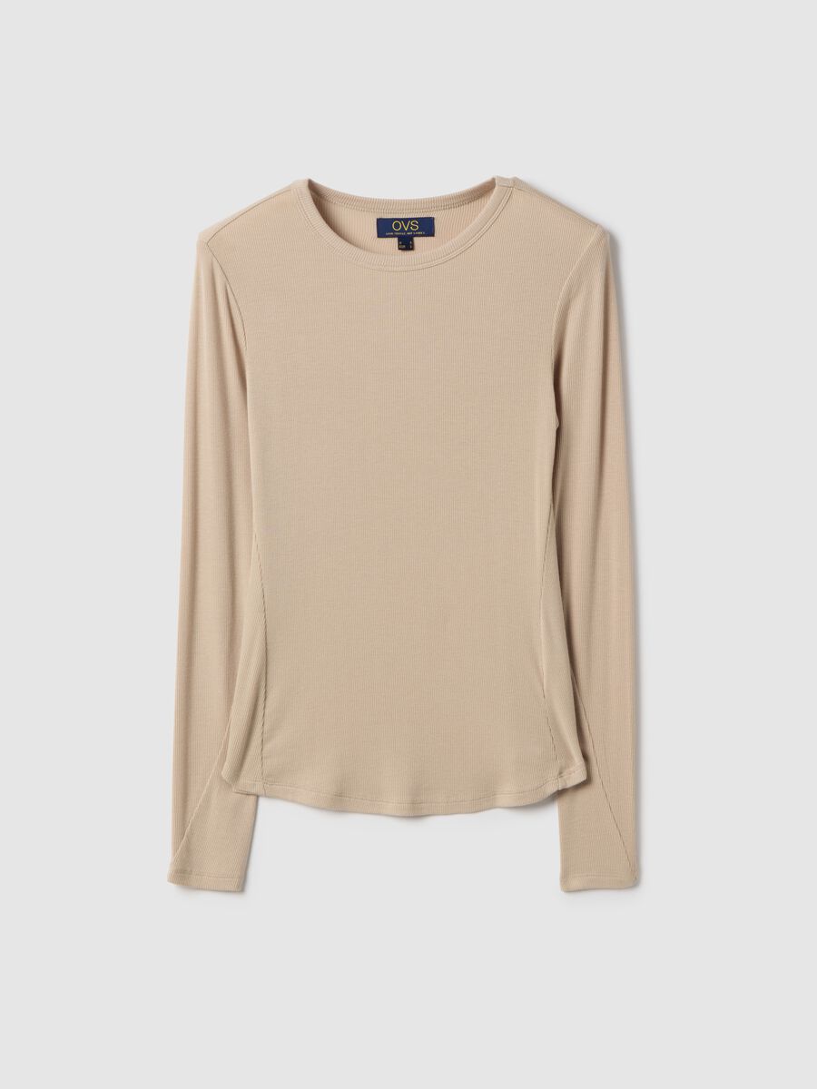 Beige Stretch Modal Regular Fit Top_4