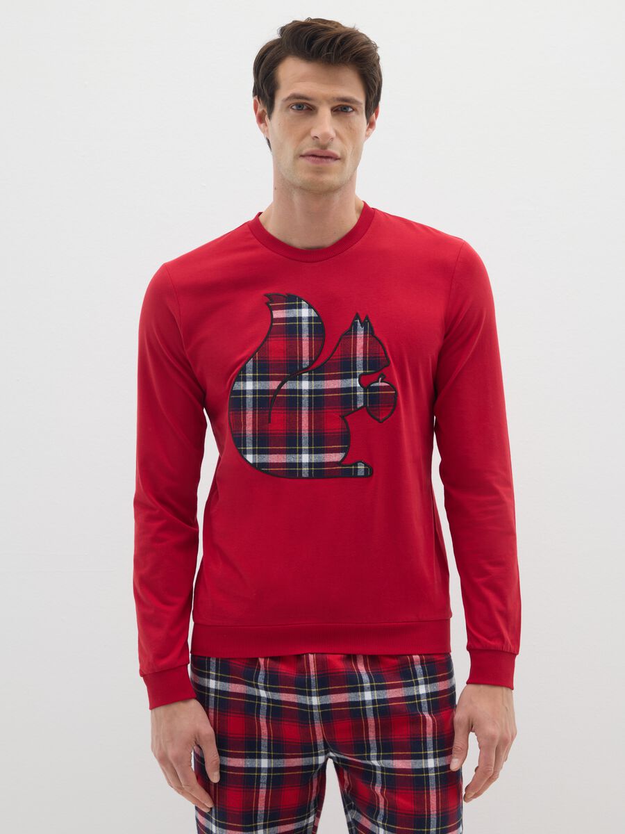 Long plaid multicoloured pure cotton pyjamas regular fit_1