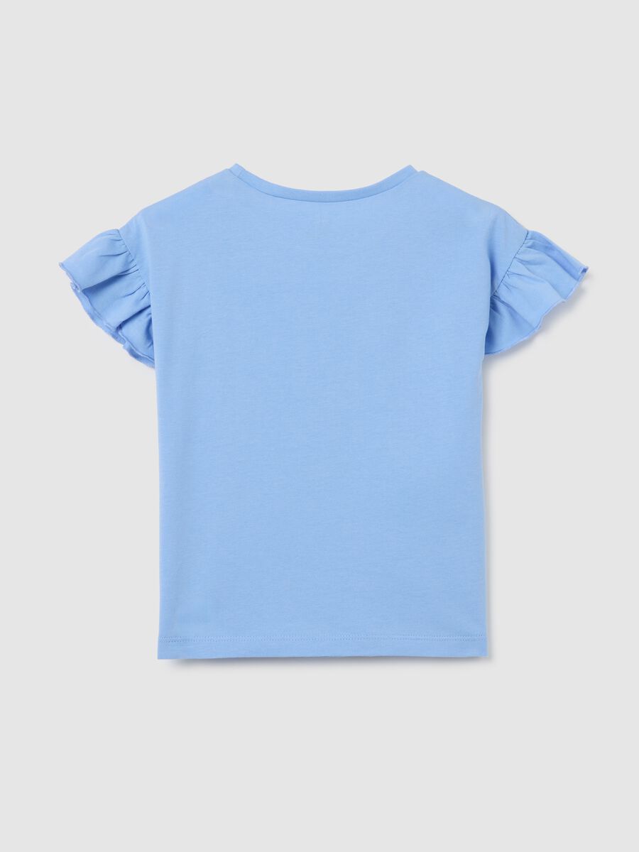 Light blue cotton T-shirt with print_1