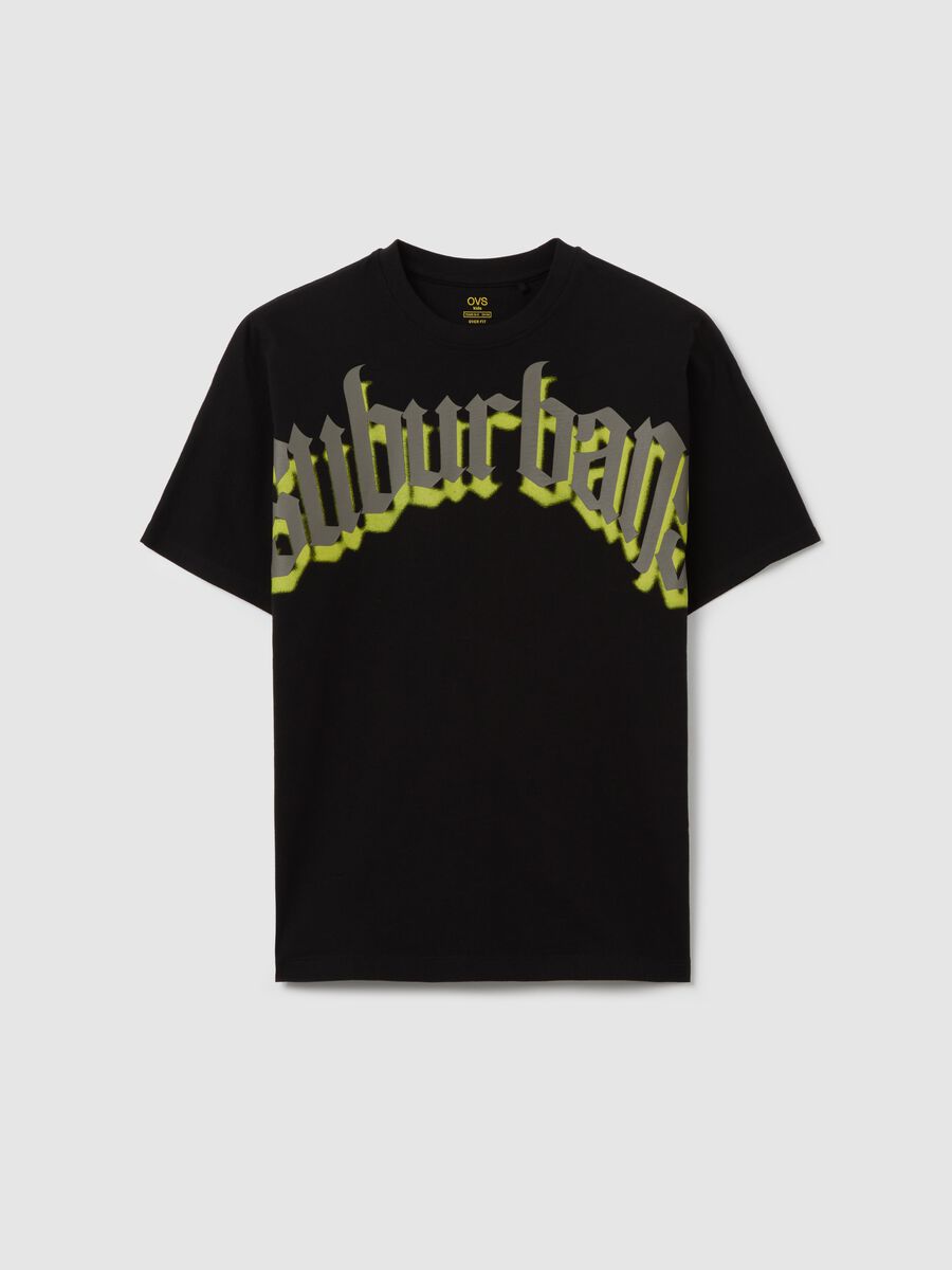 T-shirt nera con stampa Suburbans_0