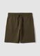 Green cotton-blend shorts with elasticated waist, regular fit_0