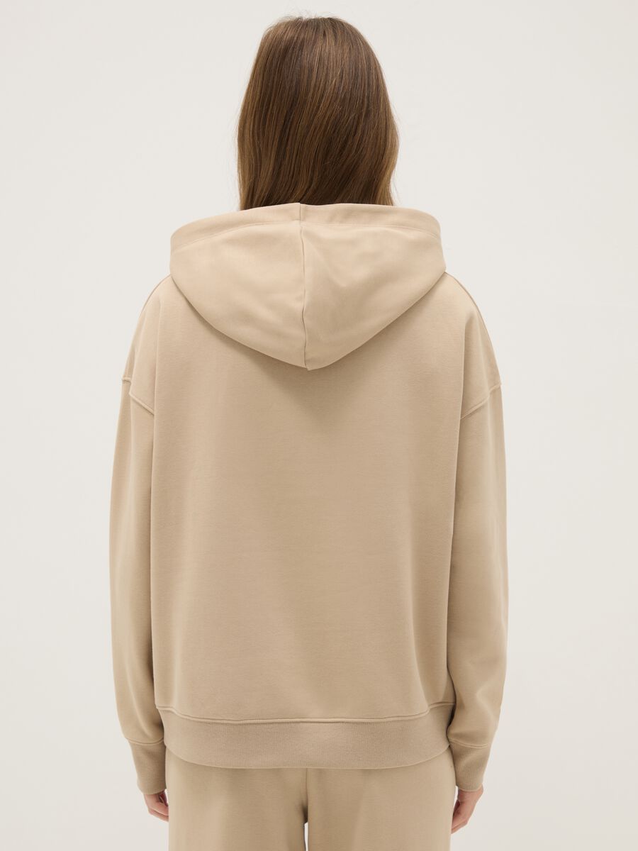 Felpa in misto cotone beige regular fit con cappuccio_2