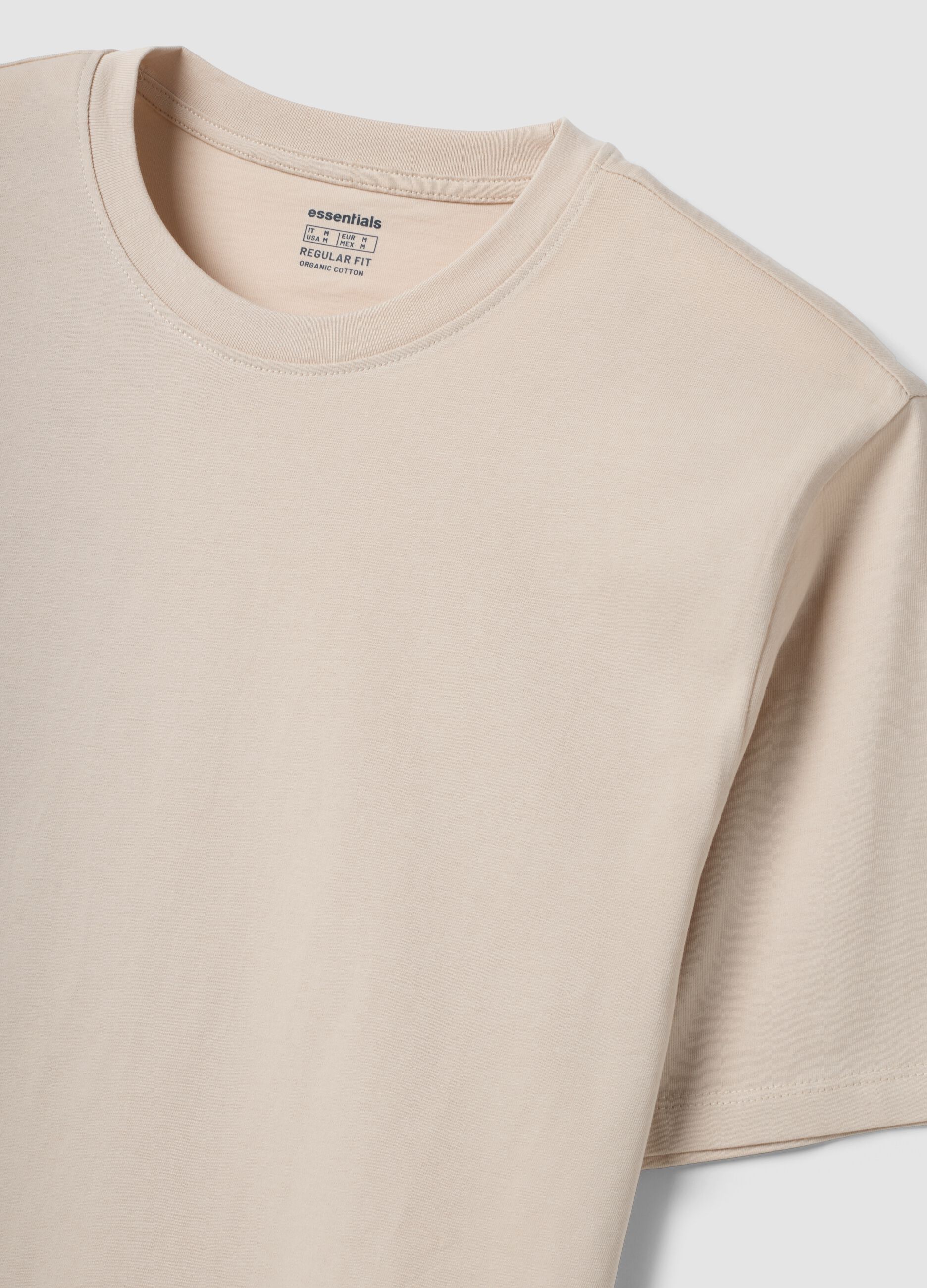Beige organic cotton jersey T-shirt, regular fit