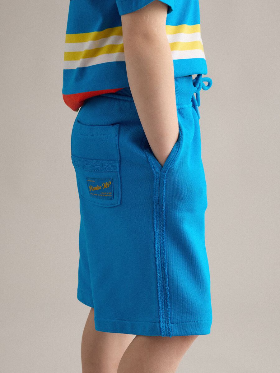 Pantaloncini baggy in puro cotone blu da bambino_2