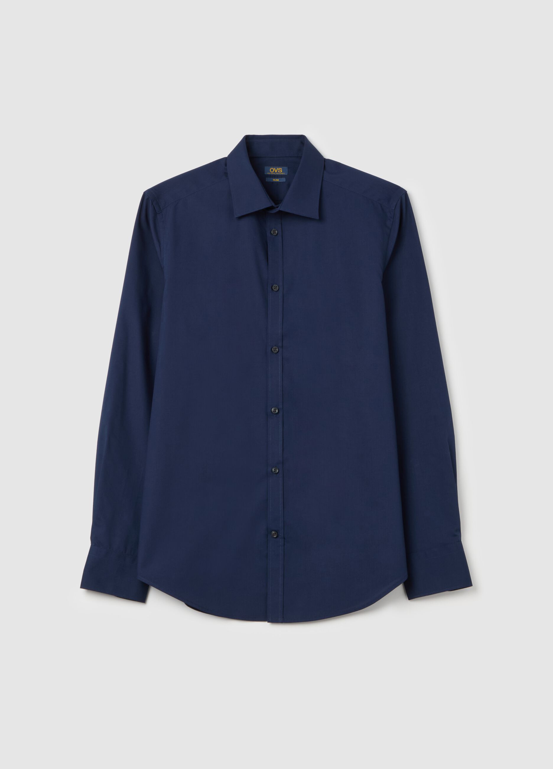 Slim-fit solid colour easy-iron shirt