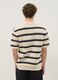 Beige striped pure cotton polo shirt with classic collar, oversized fit_3