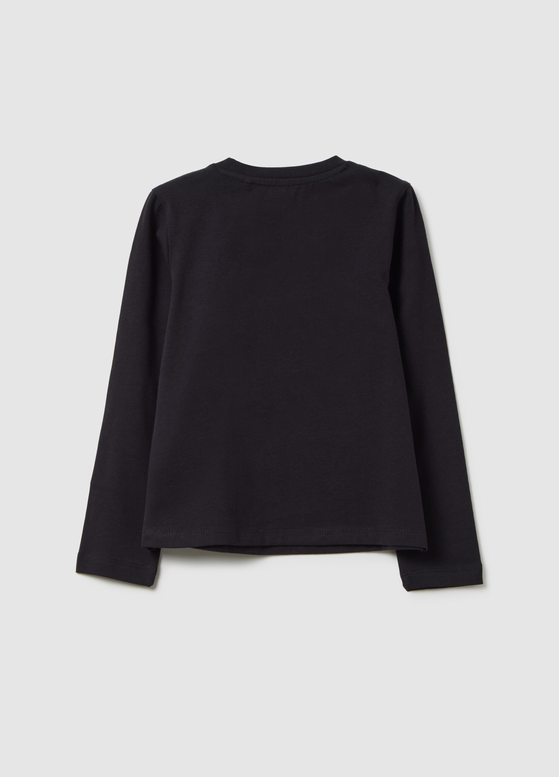 Maglia da bambina in cotone elasticizzato nero regular fit con stella