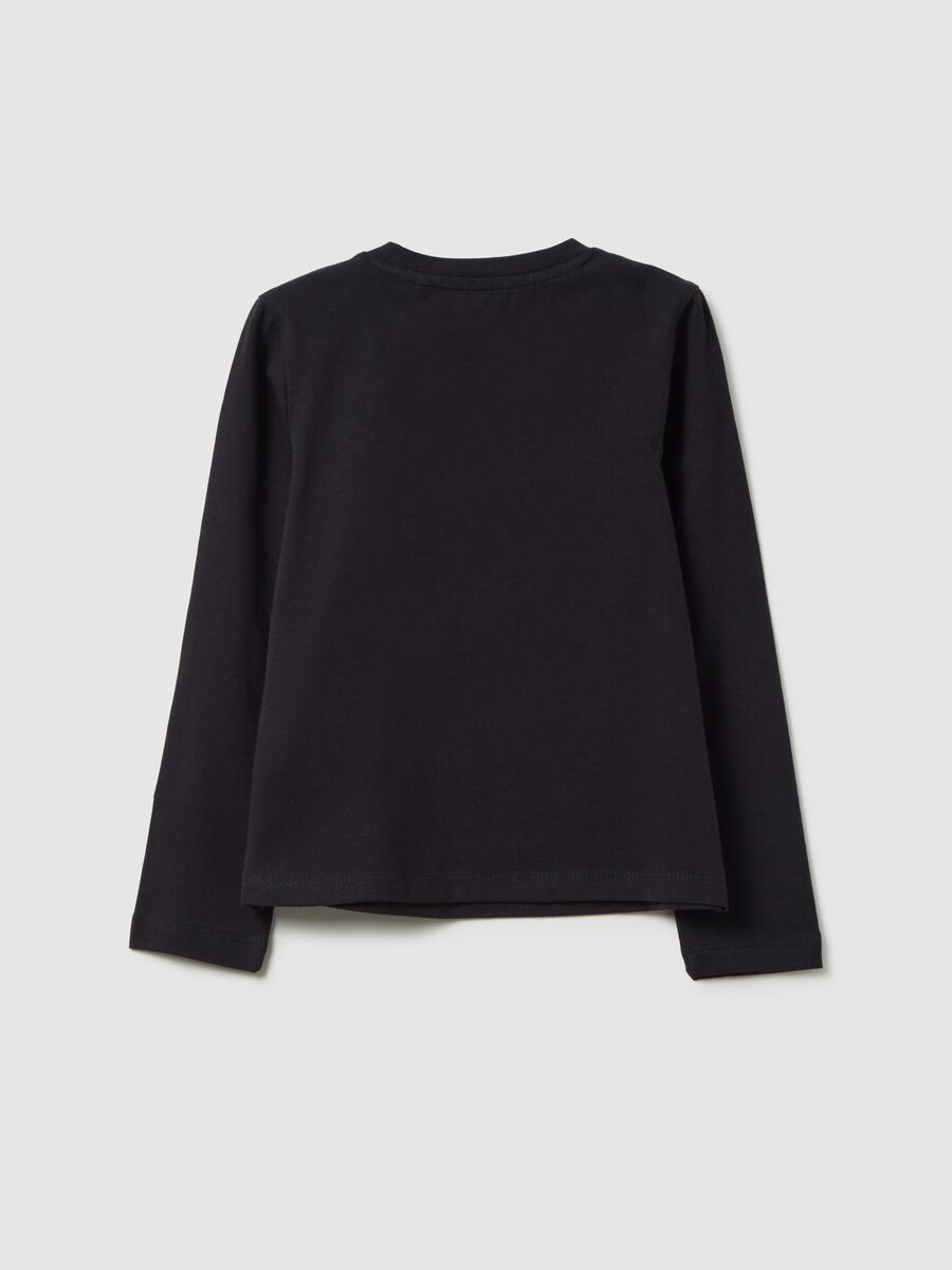 Maglia da bambina in cotone elasticizzato nero regular fit con stella_1