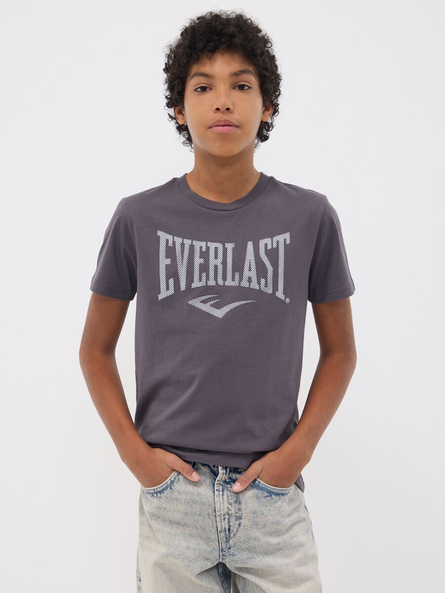 Grey pure cotton T-shirt with front print for boys_1