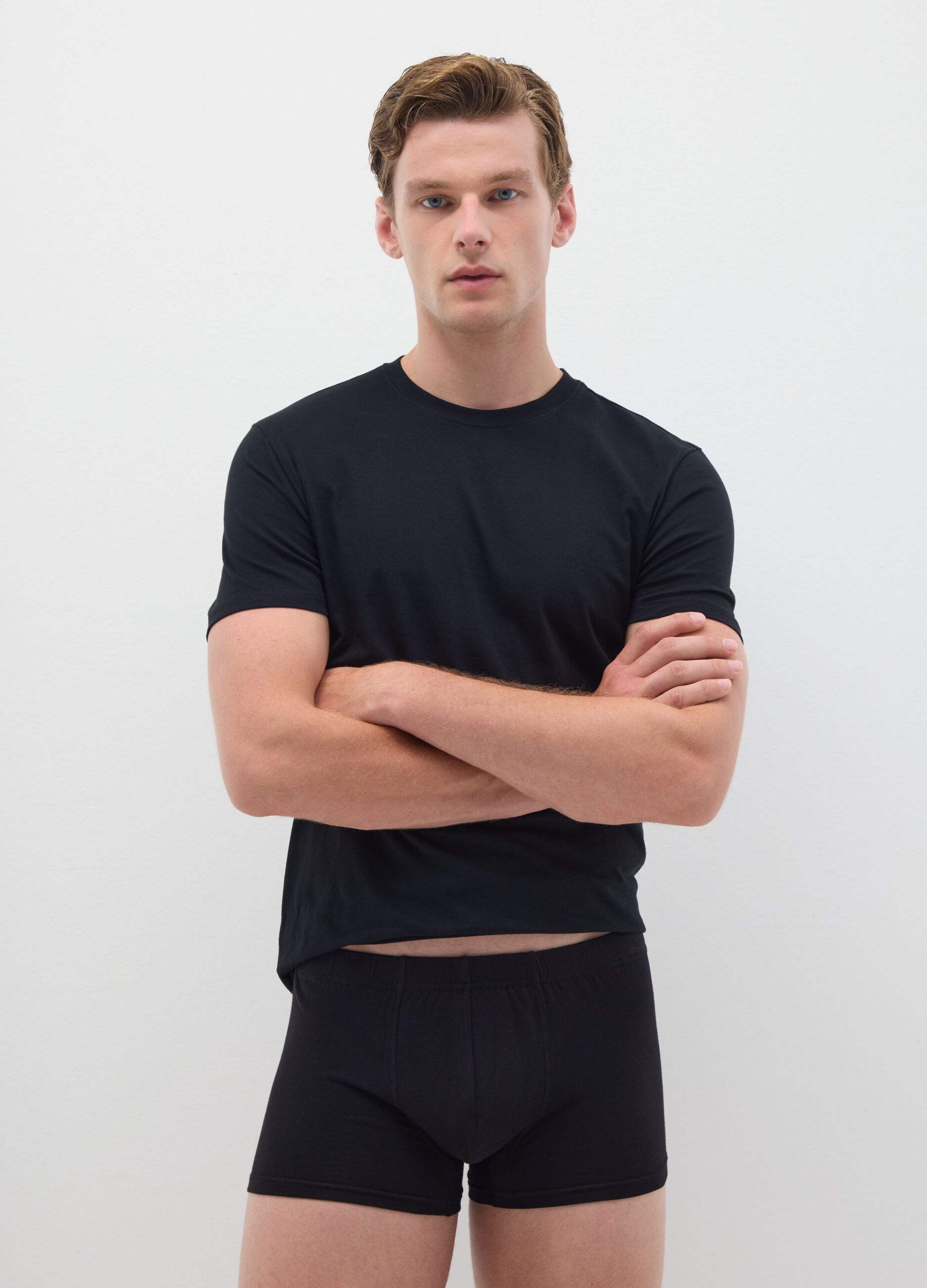 Regular fit black stretchy cotton boxers
