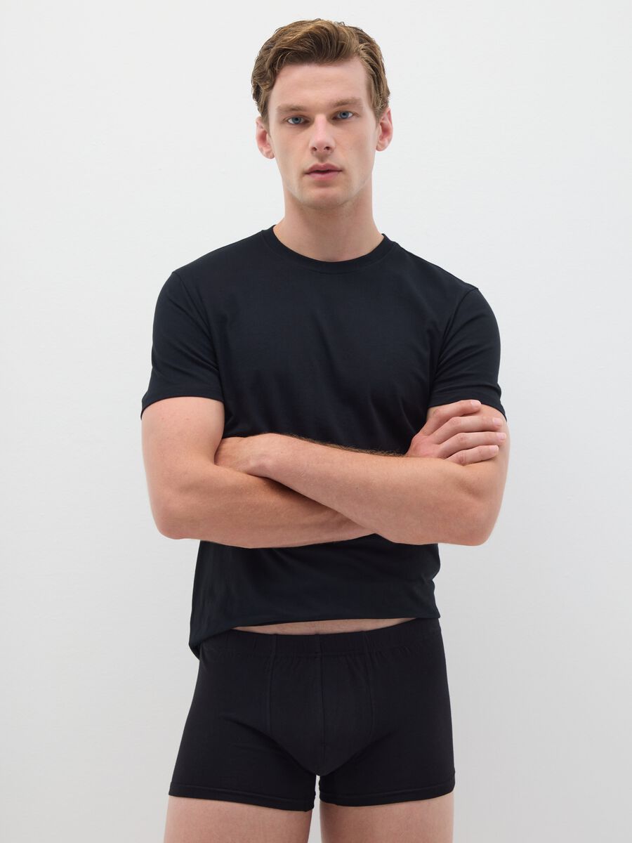 Tripack di boxer in cotone elasticizzato nero_0