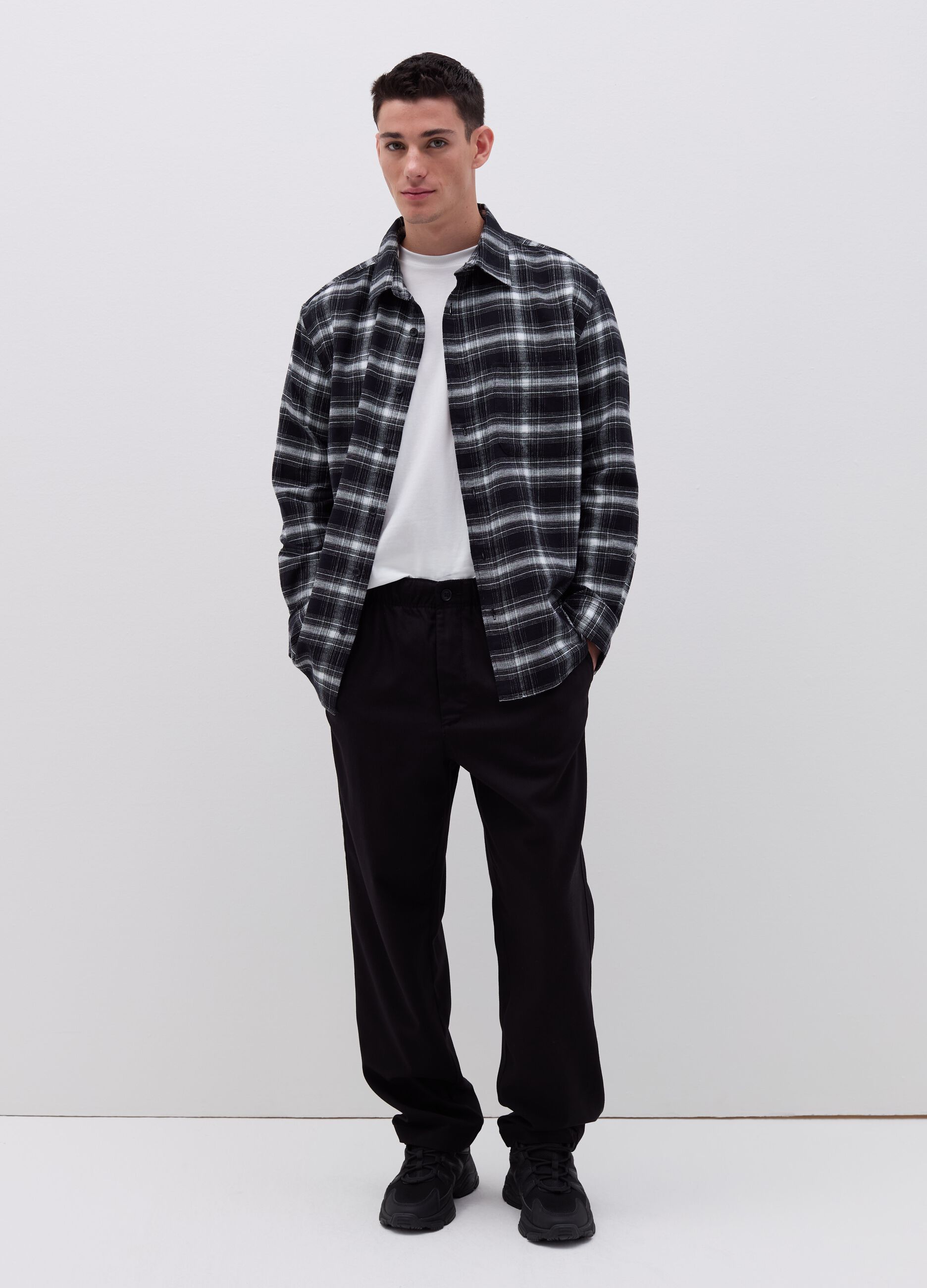 Camicia in flanella fantasia check Nero Grigio B. ANGEL da Uomo OVS