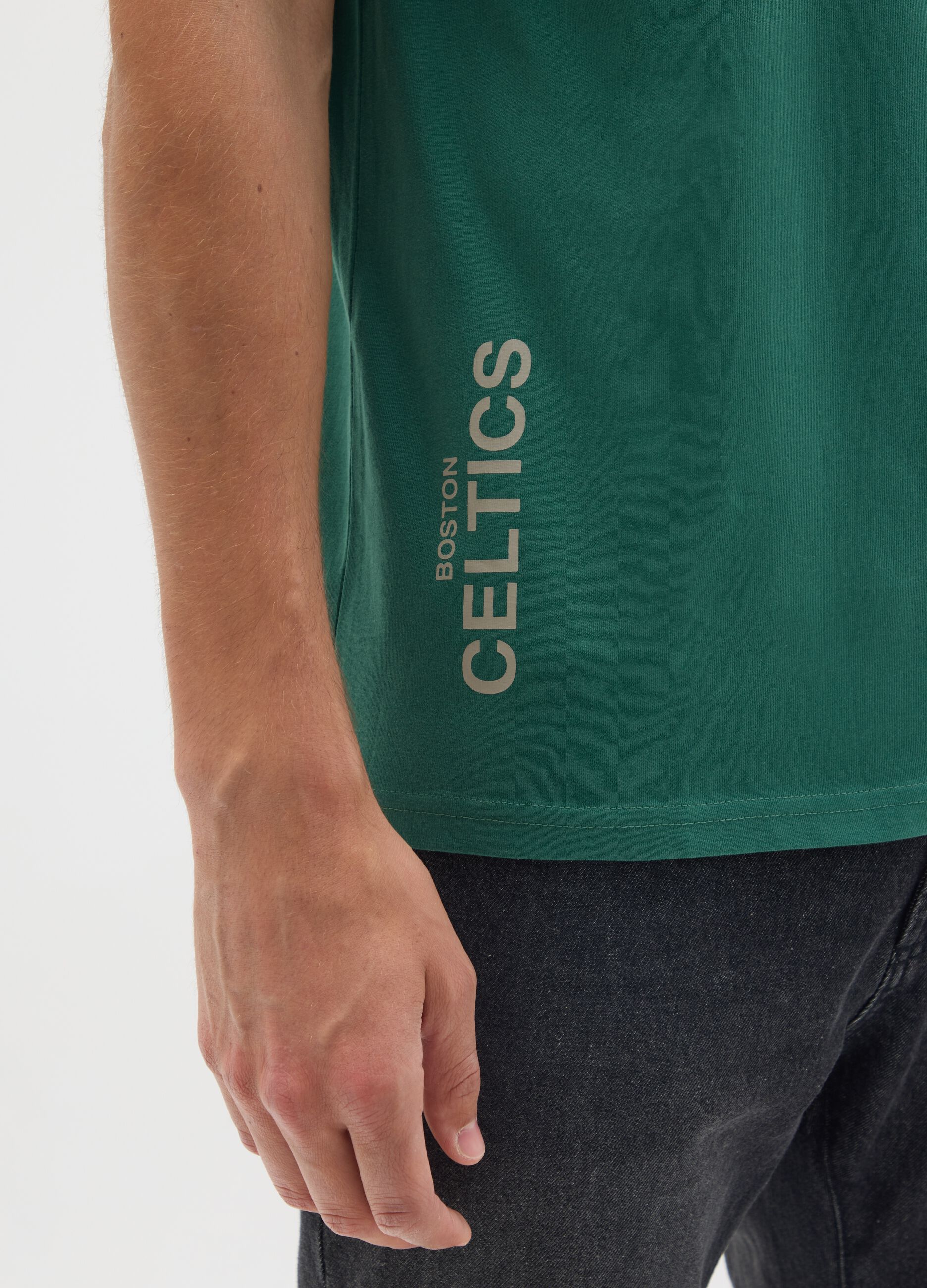 T-shirt in puro cotone verde con stampa Boston Celtics