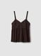 Brown pure viscose crochet tank top, regular fit_4
