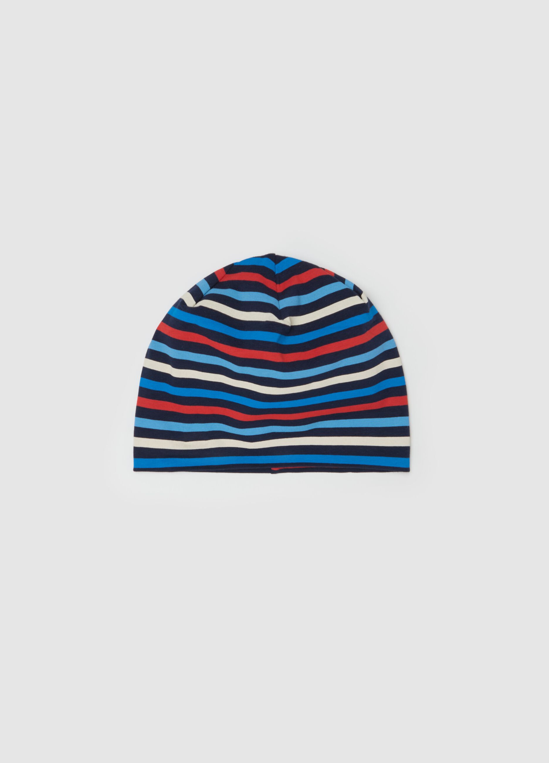 Stretch cotton hat with striped pattern