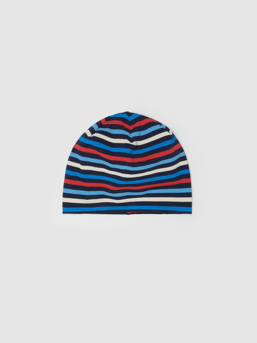 Stretch cotton hat with striped pattern_0