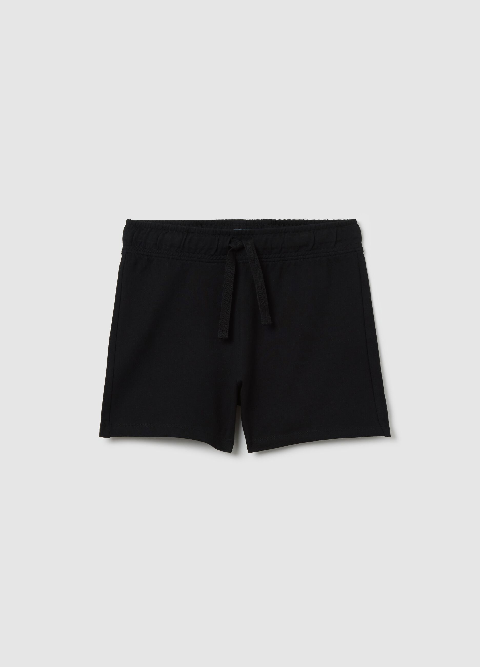 Shorts neri in cotone con coulisse