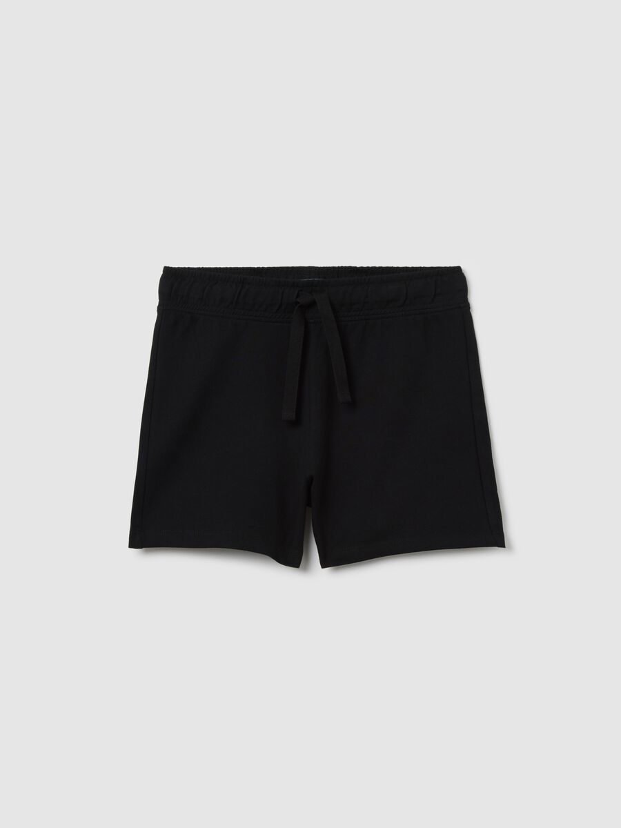 Black shorts in cotton with drawstring_3