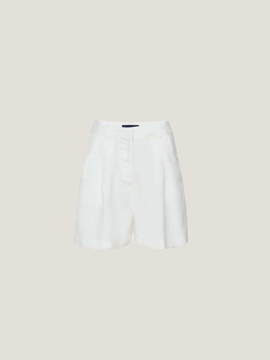 Linen and viscose shorts with darts_4