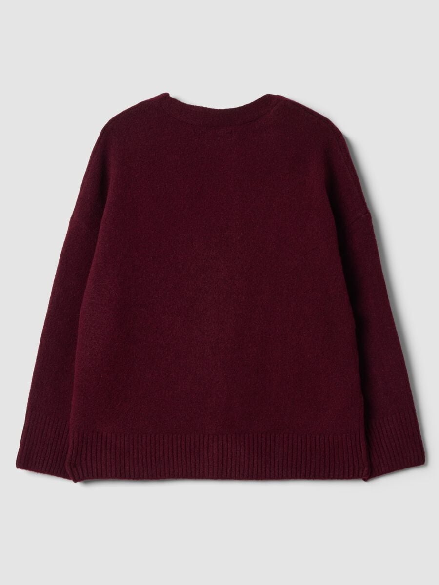 Cardigan rosso in lana elasticizzata con scollo profondo a V_2