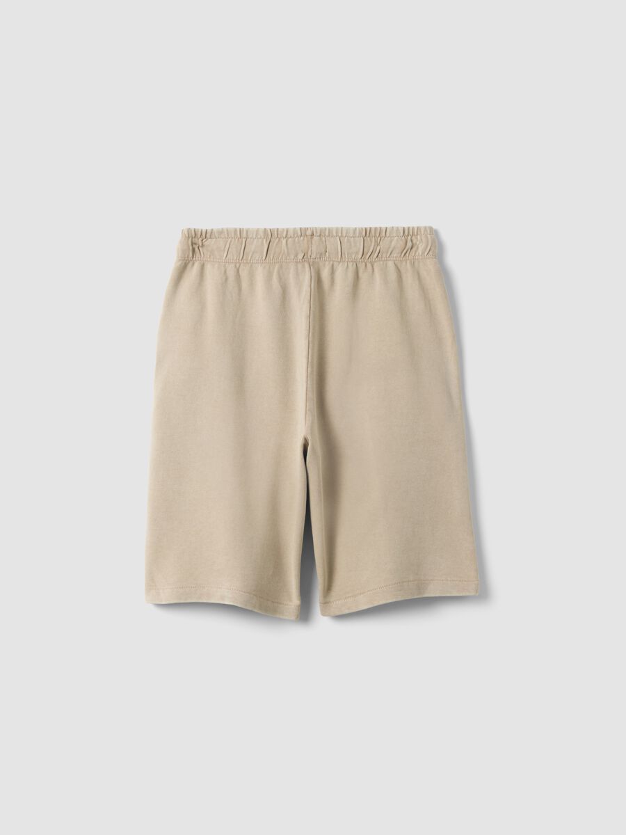 Boys' comfort fit pure cotton beige shorts_1