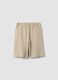 Boys' comfort fit pure cotton beige shorts_1