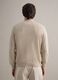 Beige deep V regular fit cotton and linen blend cardigan_3