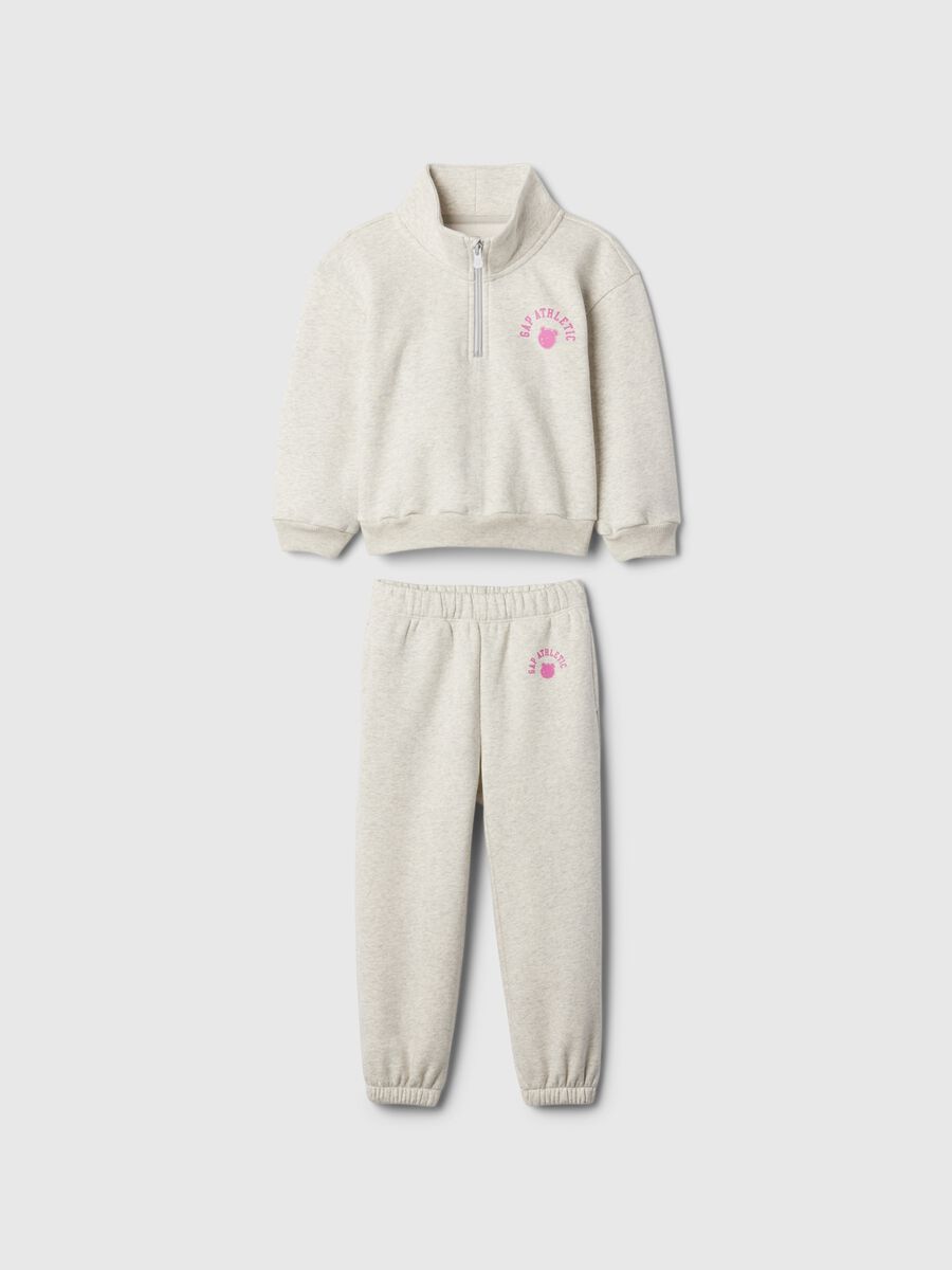 Fleece jogging set with logo and teddy bear print_0