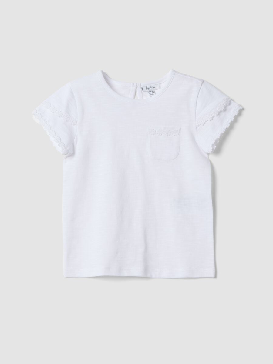 White pure cotton T-shirt with chest pocket_0