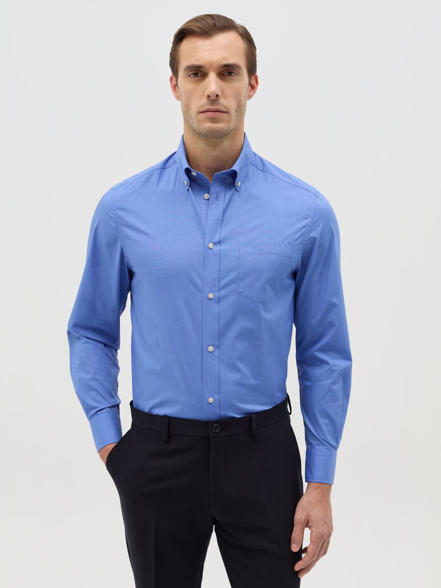 Regular-fit easy-iron shirt with button-down collar_0