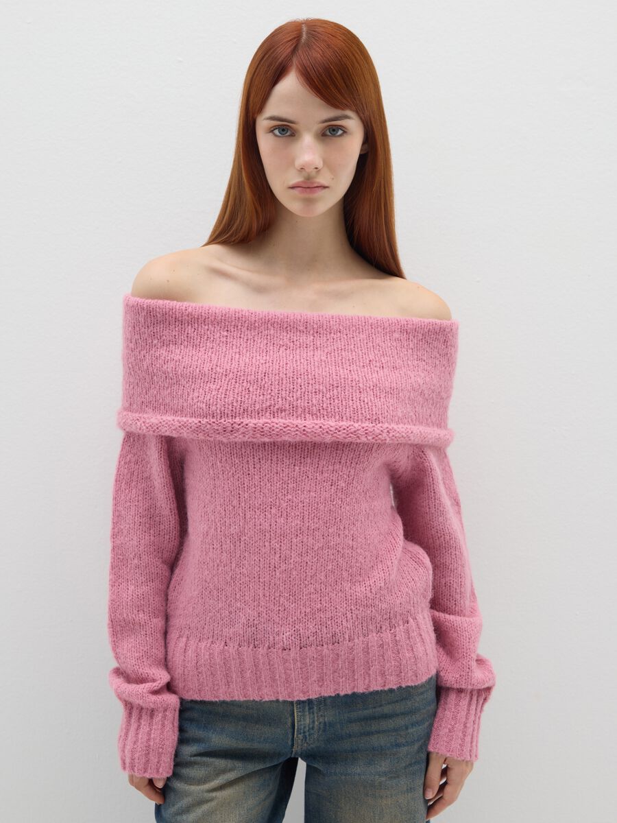 Pink boat neck jumper_0