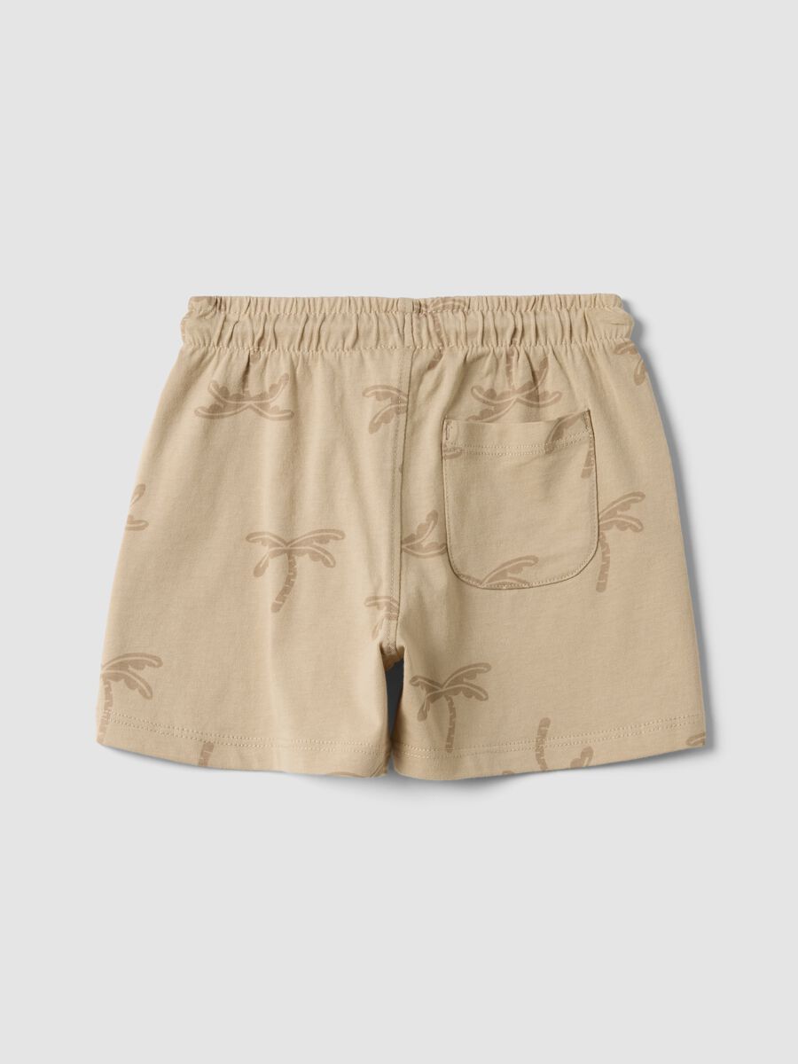 Shorts beige in cotone organico con stampa all over_1