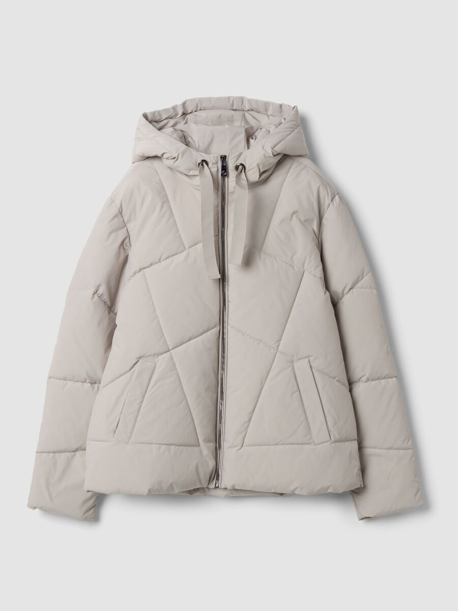 Giacca beige imbottita con cappuccio regular fit_0