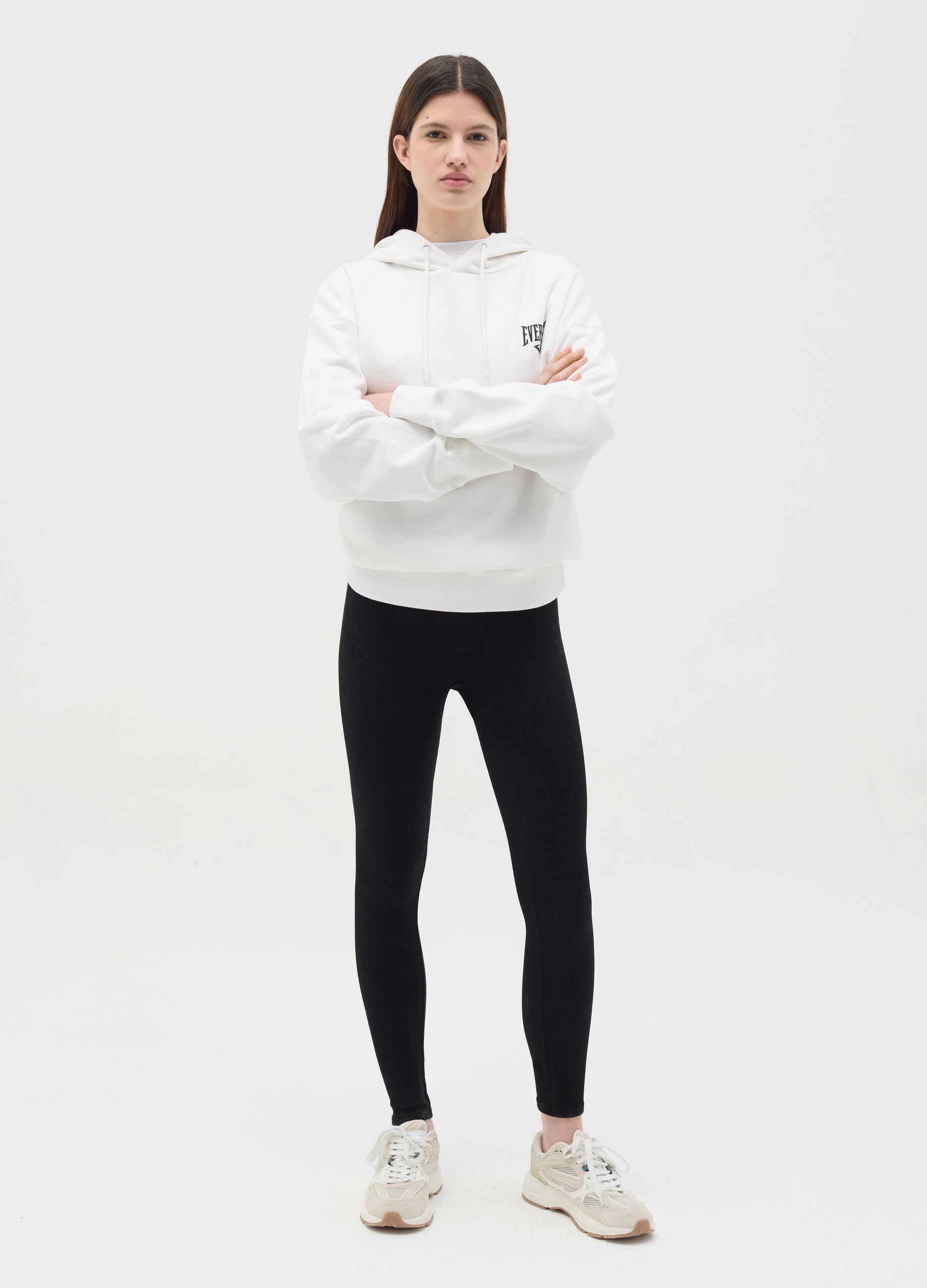 Oversize sweatshirt with hood and print