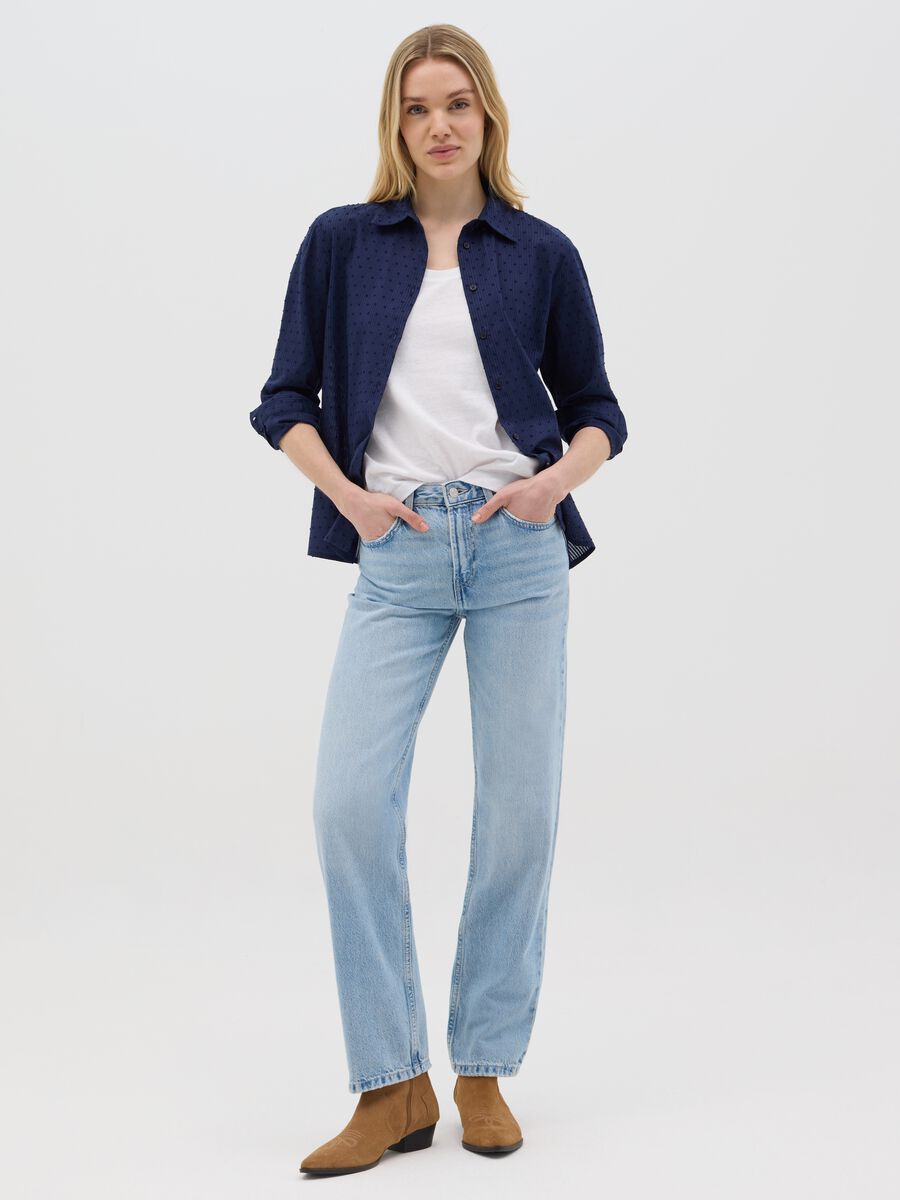 Women’s blue, regular-fit shirt in 100% cotton_1