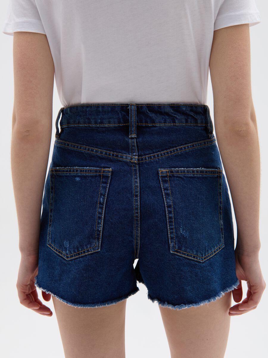 Denim shorts with abrasions_2