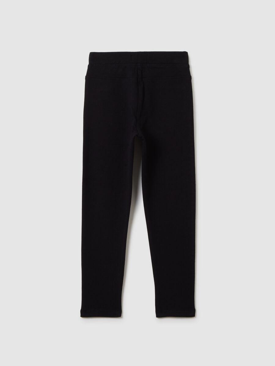 Girls' Black Stretch Cotton Blend Slim Fit Trousers_1