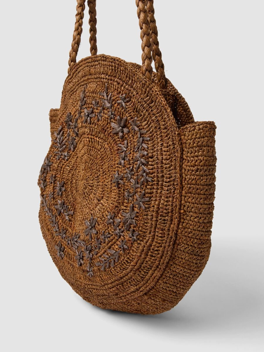 Round Brown Woven Shopper Bag_2