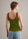 Green pure cotton ribbed tank top_3