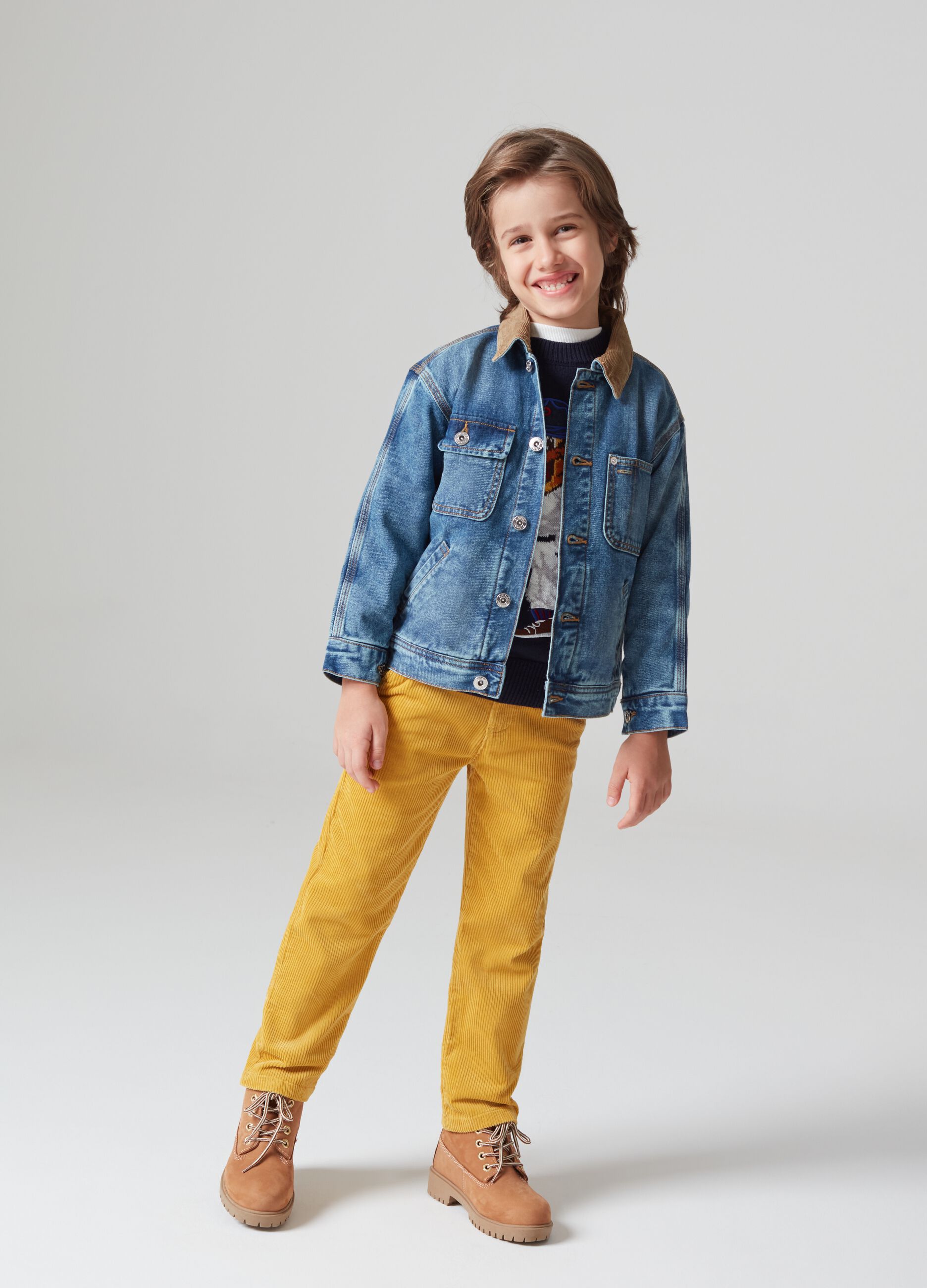 Pantaloni in velluto a costine Giallo ocra PIOMBO KIDS da Bambino