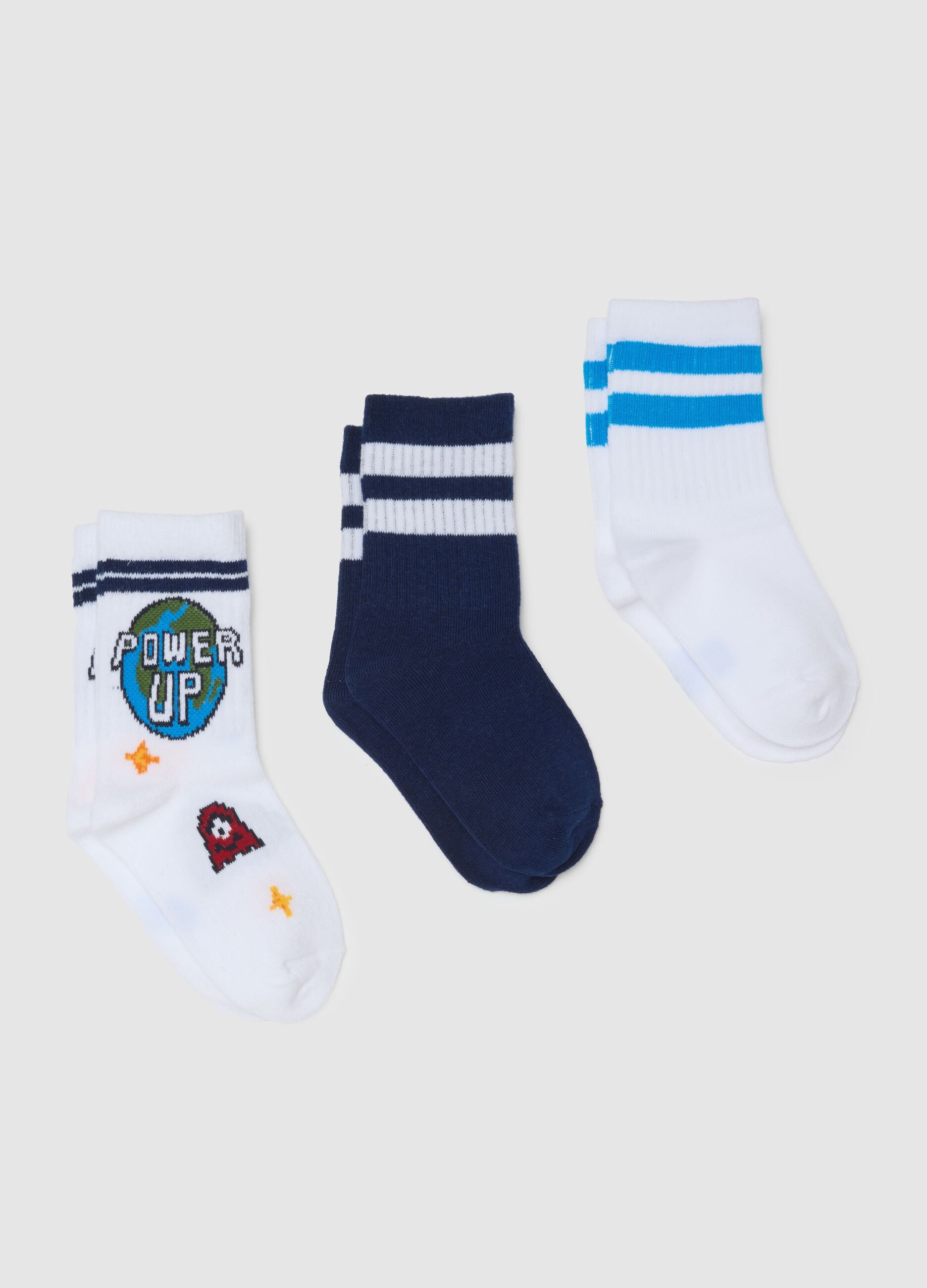 Kids' multicolour cotton stretch socks tripack