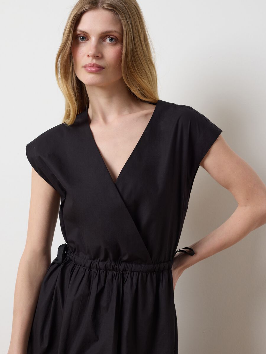 Black Crossed Cotton Dress_3