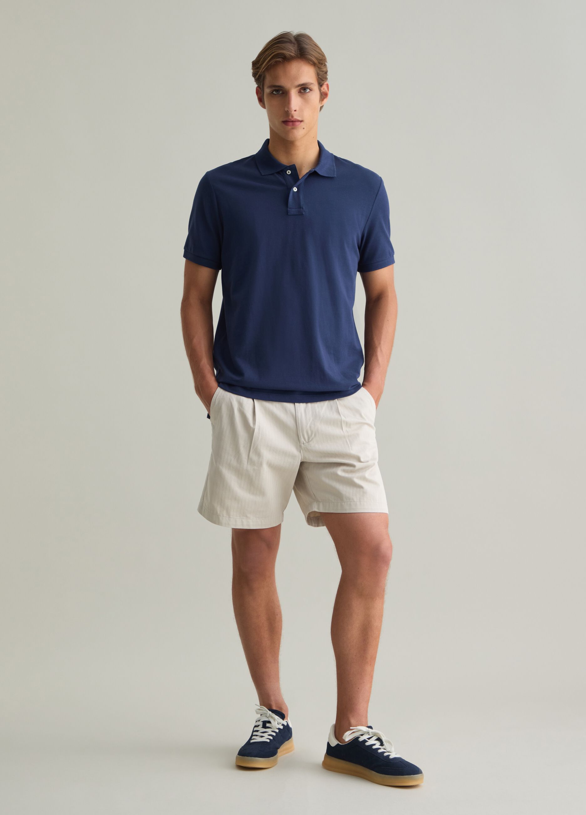Polo da uomo in puro cotone Supima blu regular fit