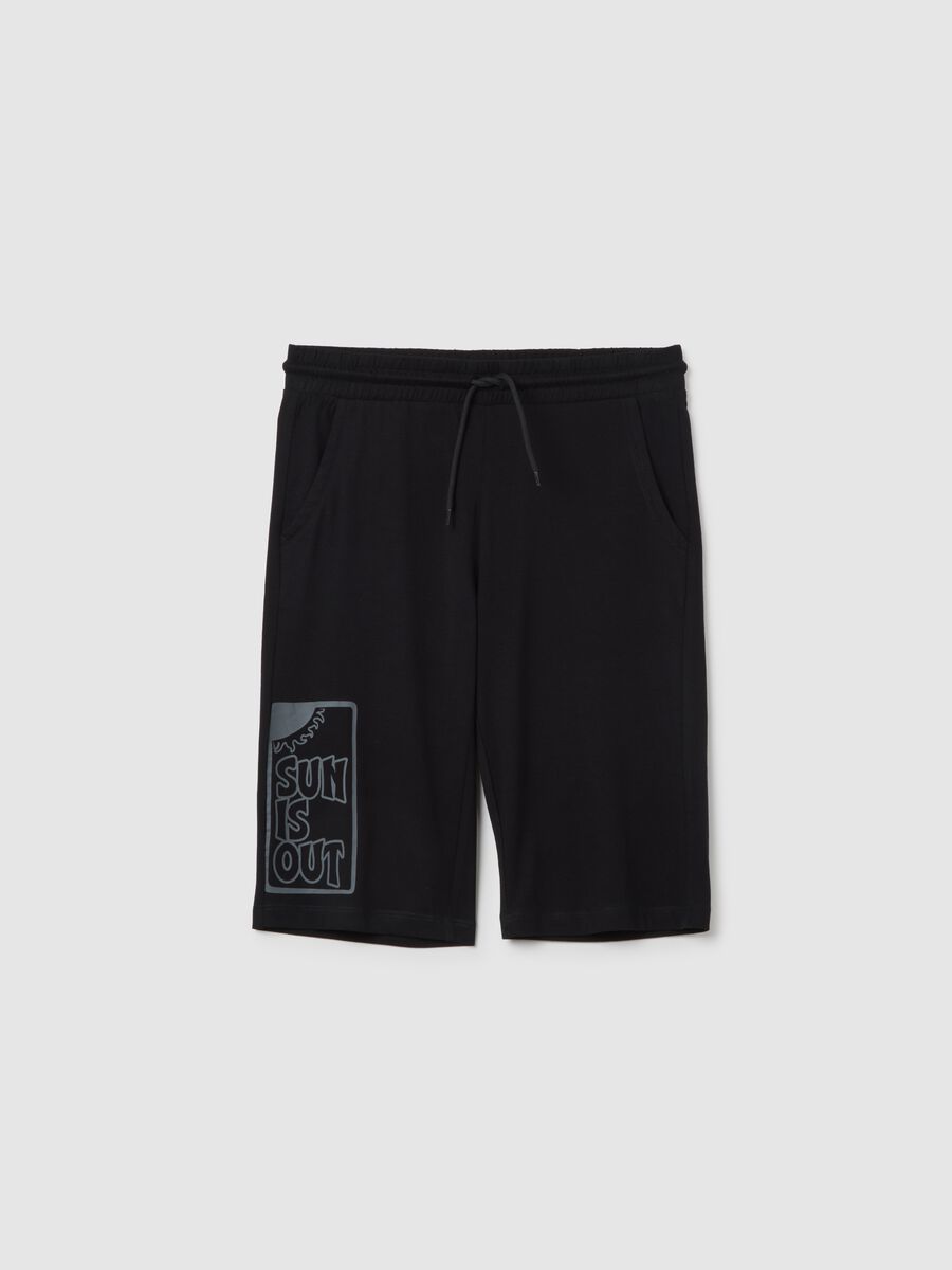 Regular fit black cotton boys' shorts_3